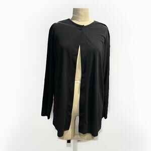 Vintage David Benjamin Black Long Sleeve Slit Front Top Tunic Medium Made in USA